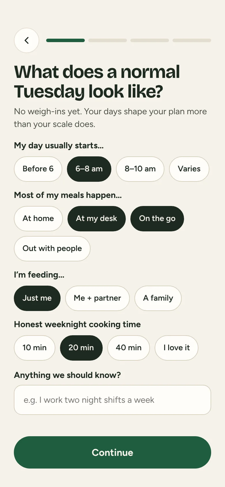 Onboarding question: What does a normal Tuesday look like?